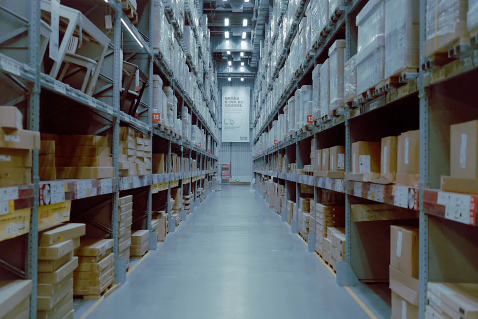 Warehouse interior with storage racking